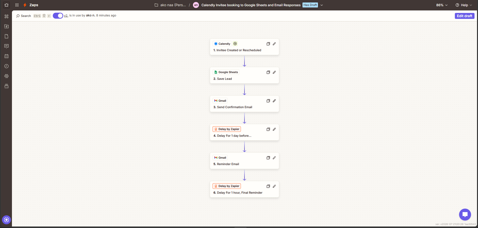 Calendly Invitee Booking to Google Sheets & Email Responses (Zapier)