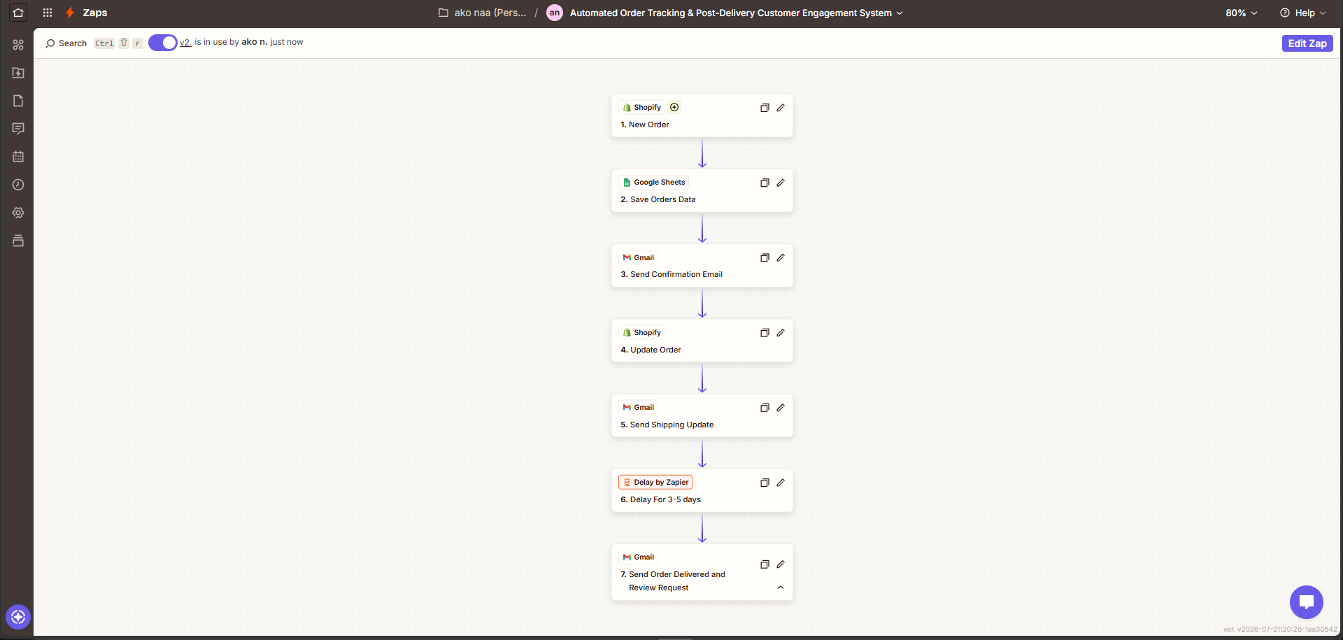 Automated Order Tracking & Post-Delivery Customer Engagement (Zapier + Shopify)